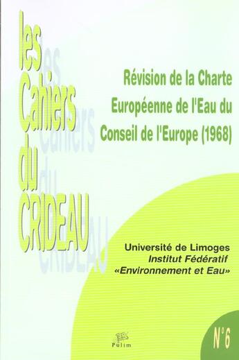 Couverture du livre « Révision de la Charte européenne de l'eau du Conseil de l'Europe, 1968 » de  aux éditions Pu De Limoges