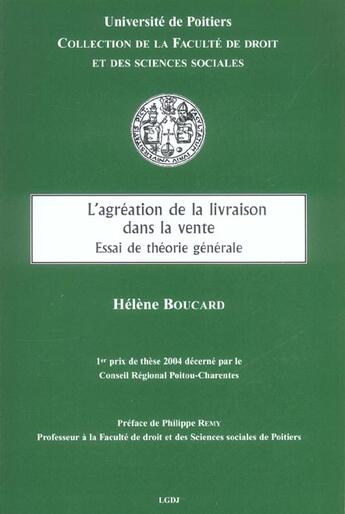 Couverture du livre « L'agreation de la livraison dans la vente - essai de theorie generale. » de Boucard H. aux éditions Universite De Poitiers