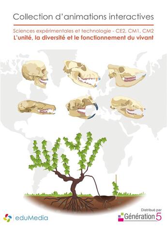 Couverture du livre « L'Unite, La Diversite Et Le Fonctionnement Du Vivant Ce2-Cm1-Cm2 - Animations Interactives » de Edumedia aux éditions Generation 5