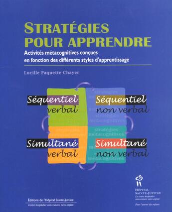 Couverture du livre « Strategies pour apprendre » de Chayer aux éditions Sainte Justine