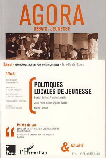 Couverture du livre « Politiques locales de jeunesse » de Diebold/Avenel aux éditions L'harmattan