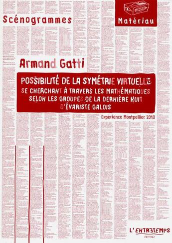 Couverture du livre « Possibilité de la symétrie virtuelle » de Armand Gatti aux éditions L'entretemps