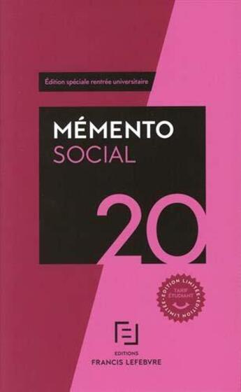 Couverture du livre « Mémento social étudiants (édition 2020) » de  aux éditions Lefebvre