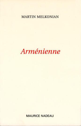 Couverture du livre « Arménienne » de Martin Melkonian aux éditions Maurice Nadeau
