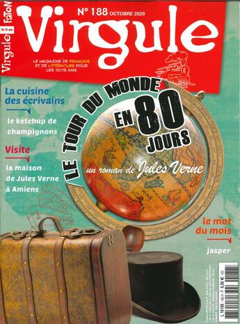 Couverture du livre « Virgule n 188 le tour du monde en 80 jours j. vernes - octobre 2020 » de  aux éditions Virgule