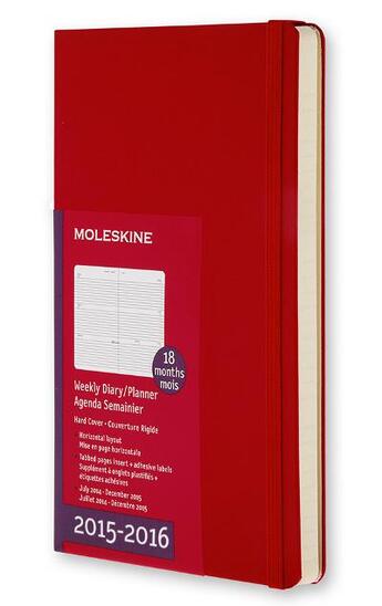 Couverture du livre « Agenda 18m semainier horizont 2015-16 poche rouge couverture rigid » de  aux éditions Moleskine