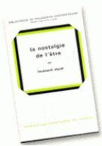 Couverture du livre « Iad - la nostalgie de l'etre » de Ferdinand Alquie aux éditions Puf