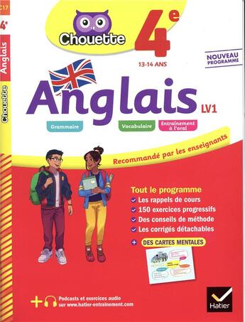 Couverture du livre « Chouette entrainement - 17 - anglais 4e - lv1 (a2, a2+) - cahier d'entrainement et de revision » de Nemni-Nataf Nicole aux éditions Hatier