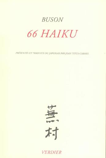 Couverture du livre « 66 haïku » de Buson aux éditions Verdier