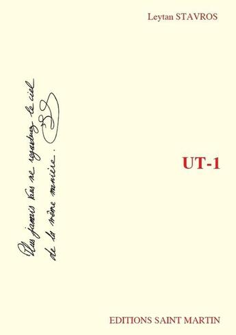 Couverture du livre « Ut-1 » de Leytan Stavros aux éditions Saint Martin Editions