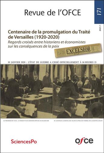 Couverture du livre « Revue de l'ofce n 171 - centenaire de la promulgation du traite de versailles (1920-2020) » de  aux éditions Ofce