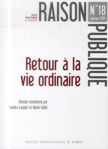 Couverture du livre « Retour a la vie ordinaire » de Pur aux éditions Pu De Rennes