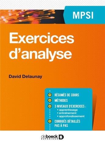 Couverture du livre « Exercices d'analyse ; MPSI » de David Delaunay aux éditions De Boeck Superieur