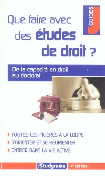 Couverture du livre « Que faire avec des etudes de droit ? (4e édition) » de Navarro S. aux éditions Studyrama