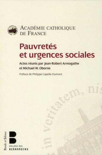 Couverture du livre « Pauvretés et urgences sociales » de  aux éditions Parole Et Silence