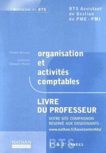 Couverture du livre « Organisation et activités comptables ; BTS assitant de gestion ; livre du professeur (édition 2002) » de  aux éditions Nathan