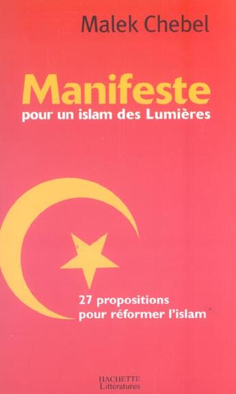 Couverture du livre « Manifeste Pour Un Islam Des Lumieres » de Chebel-M aux éditions Hachette Litteratures