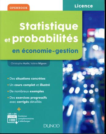 Couverture du livre « Statistique et probabilités en économie-gestion » de Christophe Hurlin aux éditions Dunod