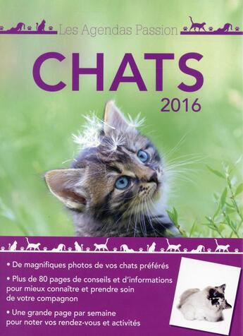 Couverture du livre « Agenda passion ; chats (édition 2016) » de  aux éditions Editions 365