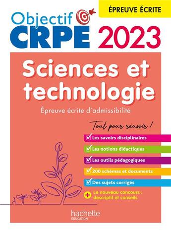 Couverture du livre « Objectif crpe 2023 - sciences et technologie - epreuve ecrite d'admissibilite » de Hamdani-Bennour aux éditions Hachette Education