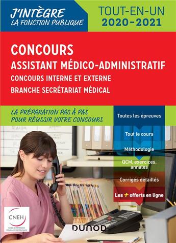 Couverture du livre « Concours assistant médico-administratif ; tout-en-un catégorie B ; concours externe et interne (édition 2020/2021) » de Poppe/Daigneau aux éditions Dunod