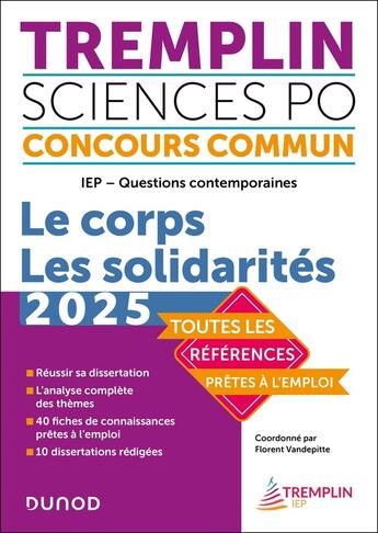 Couverture du livre « Tremplin concours iep questions contemporaines 2025 - le corps. theme 2 » de Vandepitte/Bienstman aux éditions Dunod