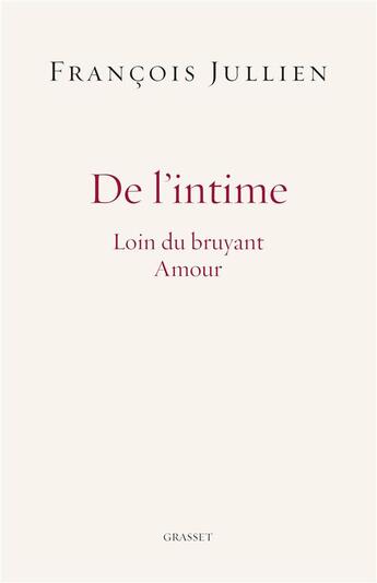 Couverture du livre « De l'intime ; loin du bruyant amour » de Francois Jullien aux éditions Grasset Et Fasquelle