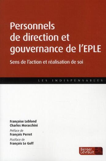 Couverture du livre « Personnels de direction et encadrement d'un établissement public local d'éducation » de  aux éditions Berger-levrault