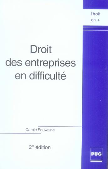 Couverture du livre « Droit des entreprises en difficulté (édition 2007) » de Souweine C aux éditions Pu De Grenoble