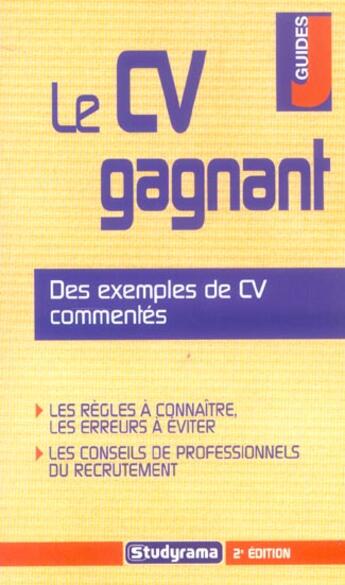 Couverture du livre « Cv gagnant » de Daniel Escaffre aux éditions Studyrama