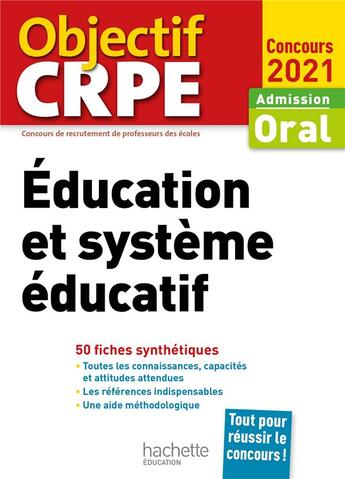 Couverture du livre « Objectif crpe en fiches : education et systeme educatif - concours 2021 » de Herreman/Boyer aux éditions Hachette Education