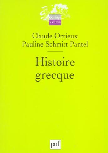 Couverture du livre « HISTOIRE GRECQUE » de Orrieux Claude / Sch aux éditions Puf