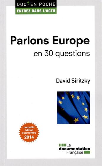 Couverture du livre « Parlons Europe en 30 questions (2e édition) » de David Siritzky aux éditions Documentation Francaise