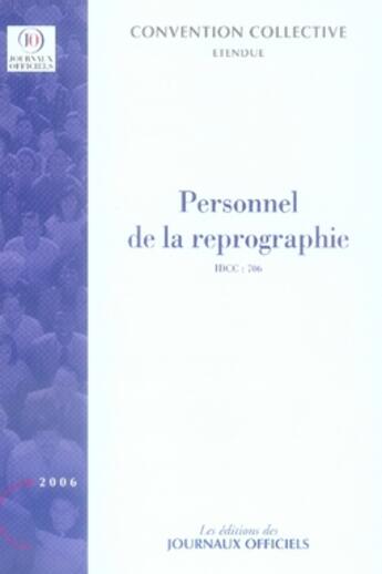 Couverture du livre « Personnel de la reprographie » de  aux éditions Direction Des Journaux Officiels