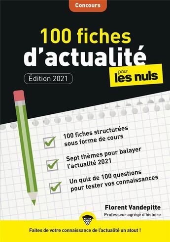 Couverture du livre « 100 fiches d'actualité pour les nuls ; concours (3e édition) » de Vandepitte Florent aux éditions First