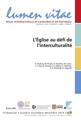 Couverture du livre « L'eglise au defi de l'interculturalite 2015/4 » de  aux éditions Lumen Vitae