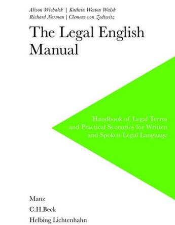 Couverture du livre « The legal english manual » de  aux éditions Helbing