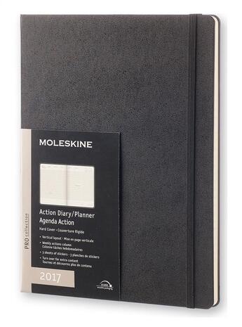 Couverture du livre « Agenda 2017 pro semainier verti action tgf rigide noir » de  aux éditions Moleskine