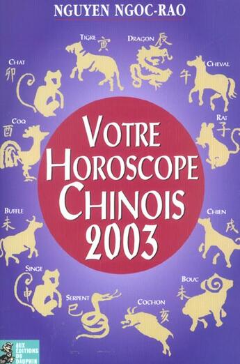 Couverture du livre « Votre horsocope chinois ; edition 2003 » de Ngoc Rao Nguyen aux éditions Dauphin