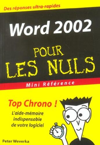 Couverture du livre « Word 2002 pour les nuls » de Peter Weverka aux éditions First Interactive