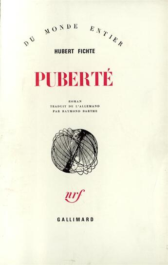 Couverture du livre « Puberte » de Hubert Fichte aux éditions Gallimard