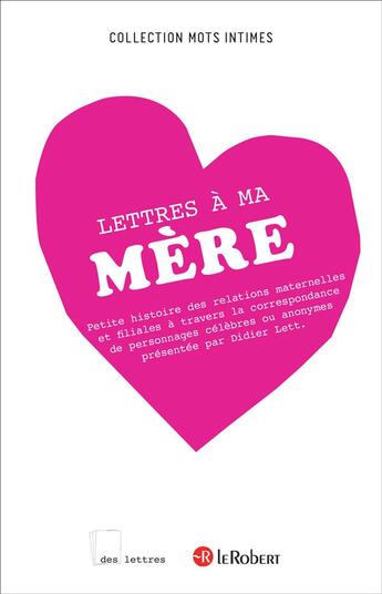 Couverture du livre « Lettres à ma mère » de Didier Lett aux éditions Le Robert