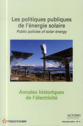 Couverture du livre « Annales historiques de l'électricité t.11 ; politiques solaires » de  aux éditions Edisens