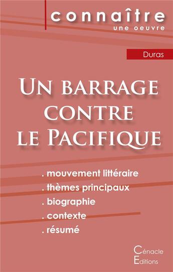 Couverture du livre « Un barrage contre le Pacifique, de Marguerite Duras » de  aux éditions Editions Du Cenacle