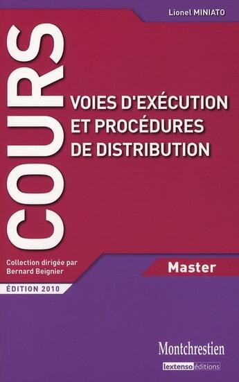 Couverture du livre « Voies d'exécution et procédures de distribution (édition 2010) » de Miniato L. aux éditions Lgdj