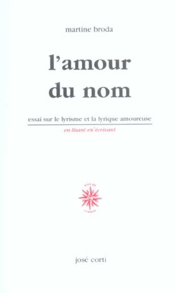 Couverture du livre « Amour du nom (l') » de Martine Broda aux éditions Corti