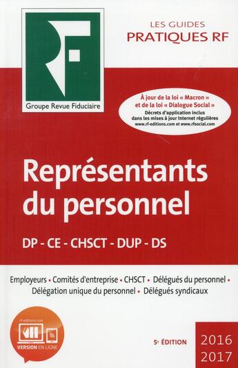 Couverture du livre « Représentants du personnel (édition 2016/2017) » de  aux éditions Revue Fiduciaire