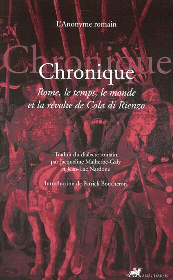 Couverture du livre « Chronique » de Anonyme Romain aux éditions Anacharsis