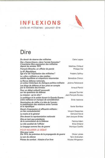 Couverture du livre « Inflexions n 39 - dire - septembre 2018 » de  aux éditions Inflexions