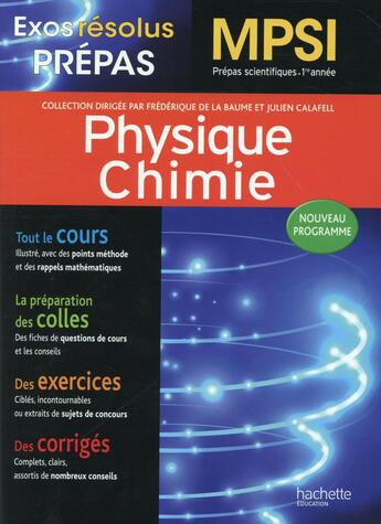 Couverture du livre « Exos résolus ; prépas physique-chimie ; MPSI » de  aux éditions Hachette Education